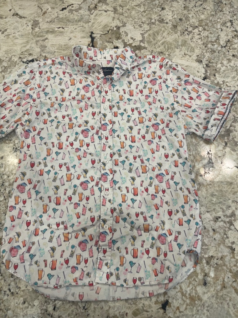 Robert Graham Men's Cotton Cocktail Graphic Print Shirt L Tailored Fit Cuff